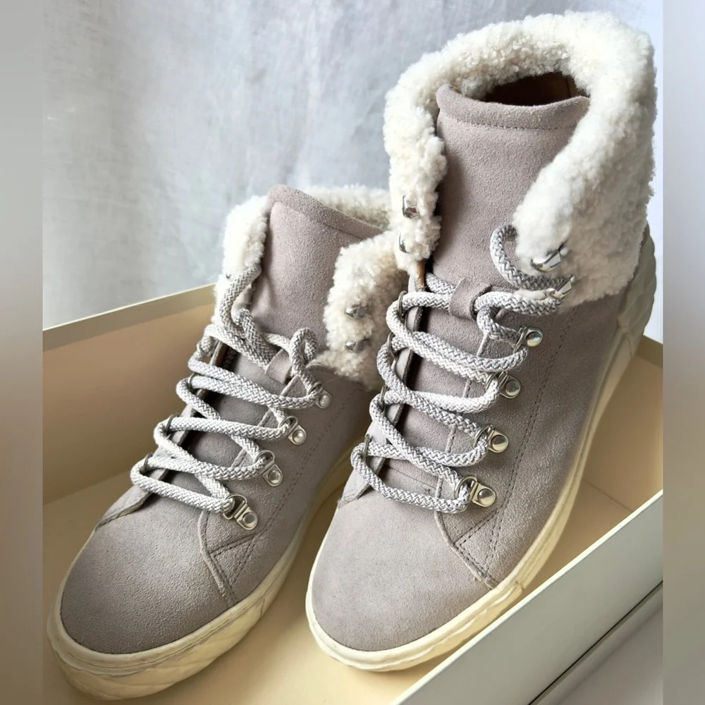 Marc Fisher ML Davie Suede & Faux Fur Boots,‎ Size 10 M Excellent Used Condition